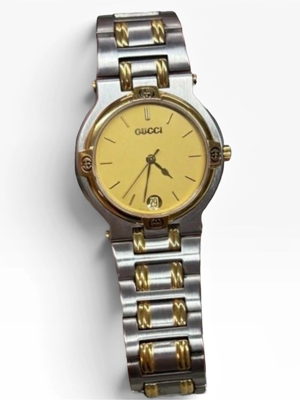 Gucci Vintage 3Two-Tone Stainless Steel & Gold 33mm Watch, Model 9000 M, c.1990